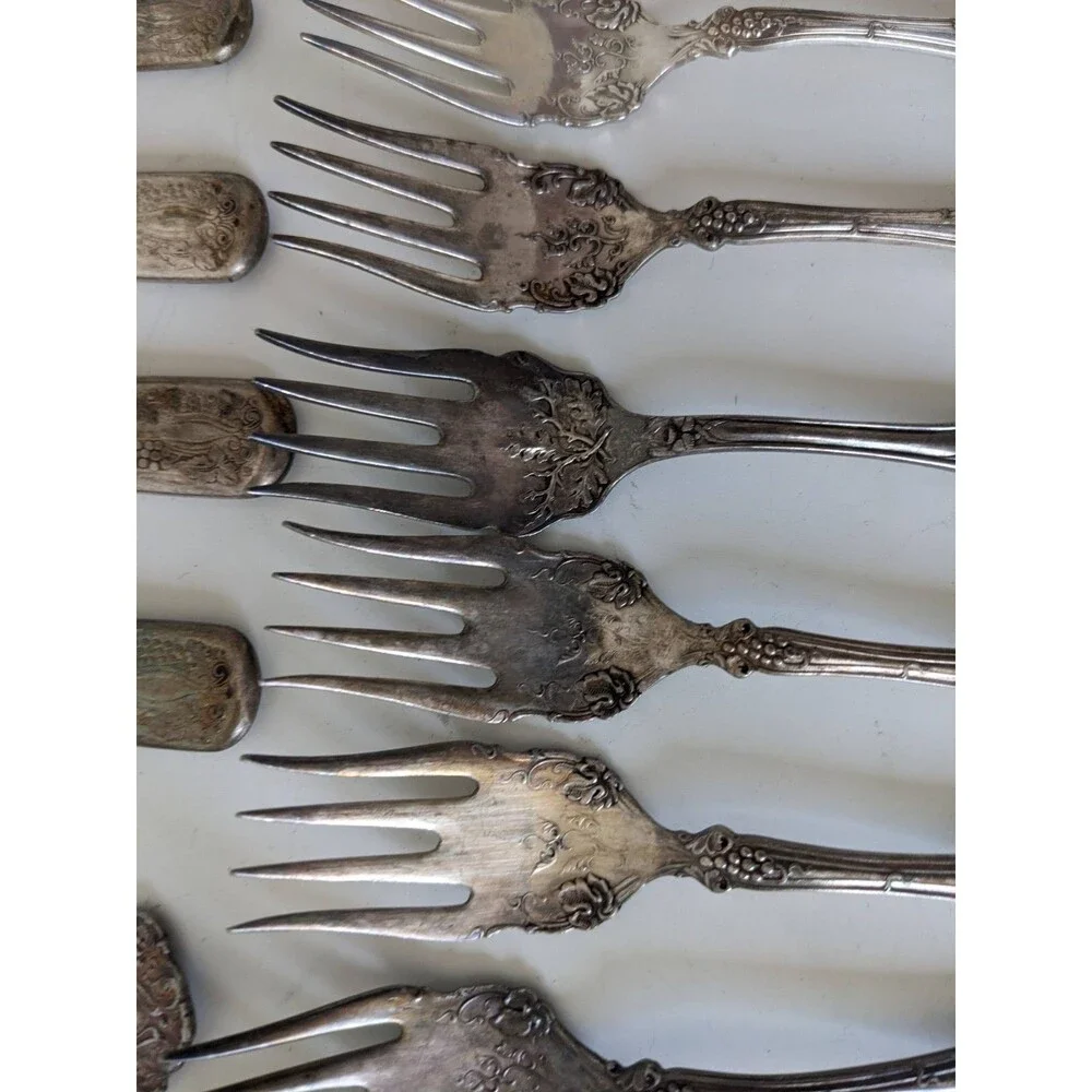 1847 Rogers Bros Grapes Pattern XS Triple Silverplate 29 Pc Vintage Antique READ